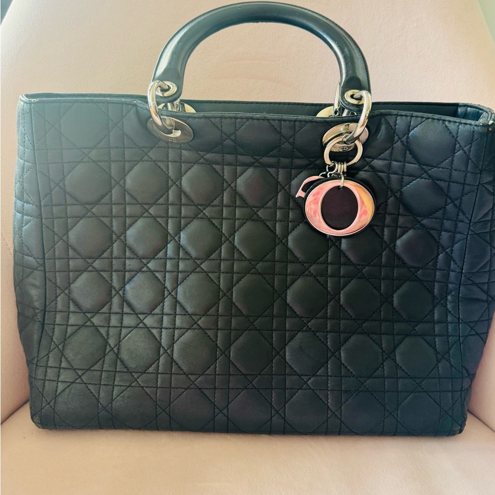 Dior Black Tote Bag with Iconic Quilted Design